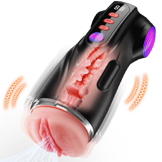 【Vente flash : -30 %】Daphne - Pompe à Penis avec 3 Manches Interchangeables, Chatte de Poche, 9 Modes de Succion & 9 Modes de Vibration, Masturbateur Masculin