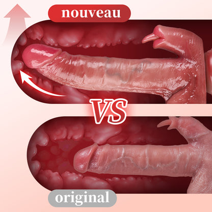 Gode réaliste à bascule et à poussée chauffante de 26,5 cm de plus mis à niveau