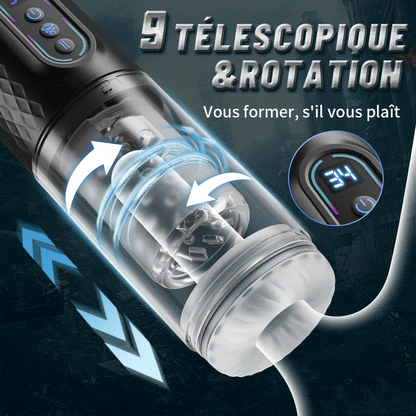 9 Masturbateur rotatif & poussant & aspirant Cup Mâle Hommes Jouets sexuels