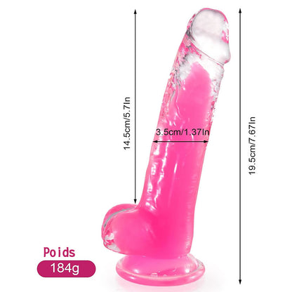 Gode phosphorescent avec ventouse puissante, adapté pour les hommes et les femmes.