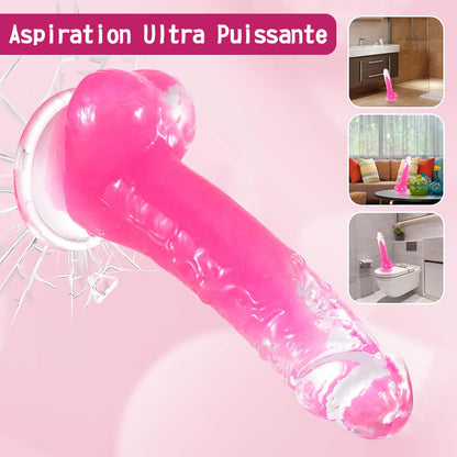 Gode phosphorescent avec ventouse puissante, adapté pour les hommes et les femmes.