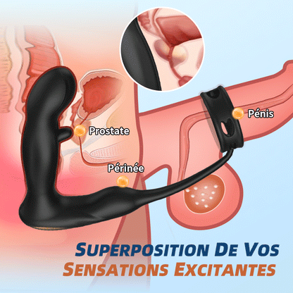 【NEW】Masseur de prostate en silicone vibrant et battant avec anneau pénien