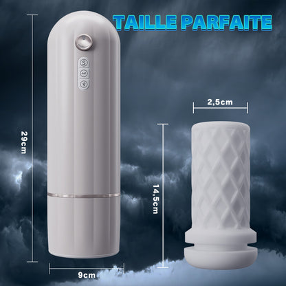 AcmeJoy Masturbateur masculin chauffant à va-et-vient réglable Bluetooth