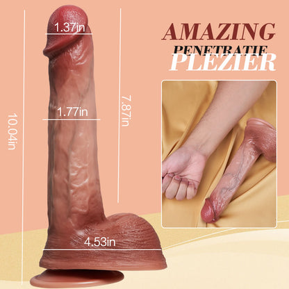 Dildo réaliste avec des vibrations de poussée plus longues et chauffantes, 10,04 pouces