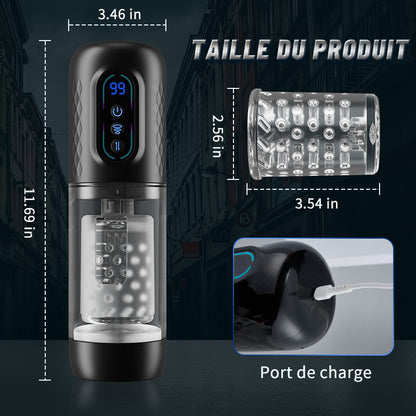 9 Masturbateur rotatif & poussant & aspirant Cup Mâle Hommes Jouets sexuels