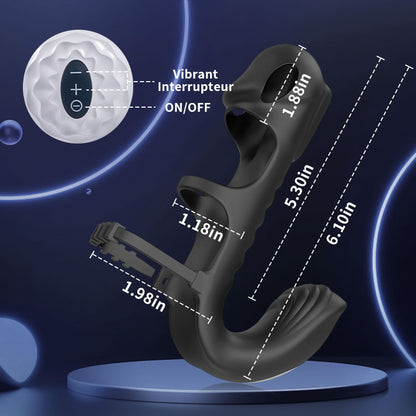 Lucifer - Manchon pénien vibrant à double moteur et vibromasseur 2-en-1 Jouet pour adultes