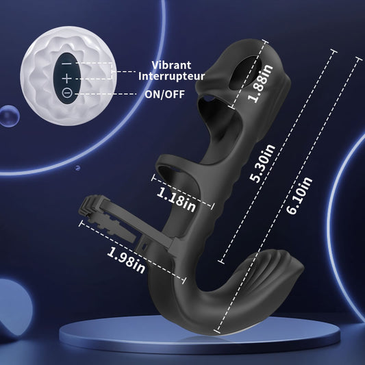 Lucifer - Manchon pénien vibrant à double moteur et vibromasseur 2-en-1 Jouet pour adultes