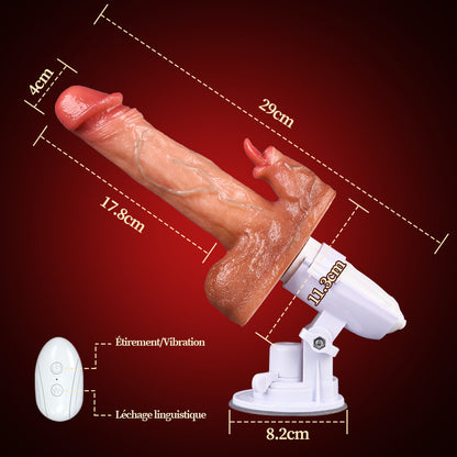 Acmejoy - Sex Machine 90° Réglable Automatiquement 8 Godes Vibrants, Vibrants et Léchants Vibrateur