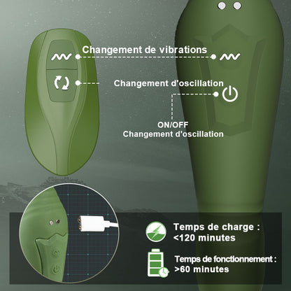 【NEW】Masseur prostatique vibrant et oscillant Logan 10 avec 2 anneaux de pénis pour hommes et couples homosexuels