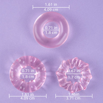 Set de 3 anneaux de pénétré - Anneaux en TPE haute élasticité pour le plaisir masculin