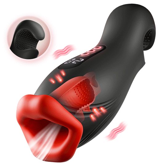 Envoûtement - 9 Vibrations 4 Aspirations Suction par Clampsement Simulateur Oral pour Hommes