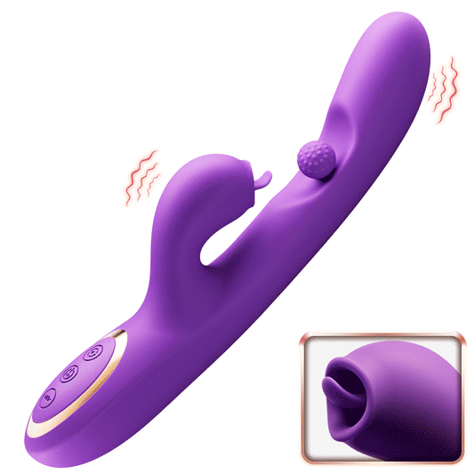 Stimulateur de clitoris léchant la langue Vibromasseur point G avec rotation à 360° et boule de frottement