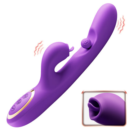 Stimulateur de clitoris léchant la langue Vibromasseur point G avec rotation à 360° et boule de frottement
