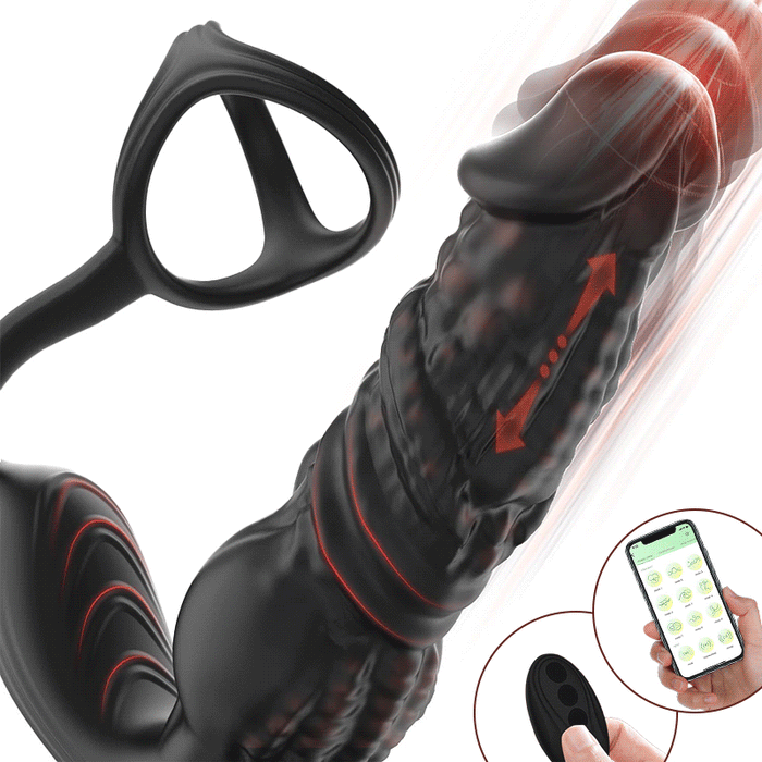 Leonidas - Masseur de prostate 6 en 1 à poussée rapide avec télécommande et application