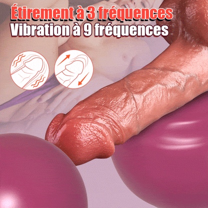 Forêt 9 vibrations 3 poussées 3 oscillations Gode réaliste Vibromasseur 22,5 cm Chauffage
