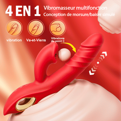 Vibromasseur point G 4 en 1, stimulation clitoridienne par morsure de lèvres, jouets sexuels pour femmes et couples