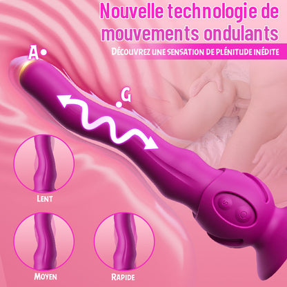 Nouvelle technologie de vibration ondulante – Vibromasseur point G pour clitoris & anal avec base à ventouse amovible