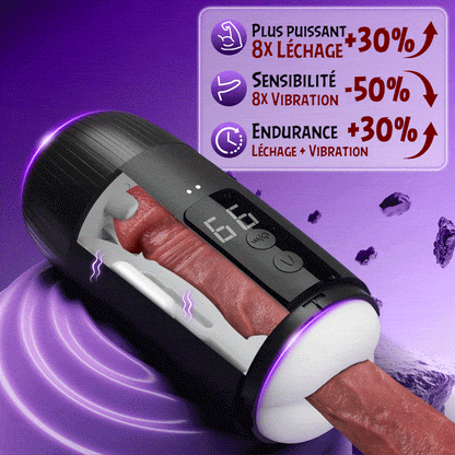 Selena - Masturbateur masculin 8 coups de langue et claques avec 2 moteurs de vibration et massage