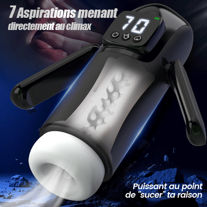 Phantom - 7 Aspirations 7 Vibrations Poignées Doubles Texture de Canal à Grands Granules Masturbateur Masculin