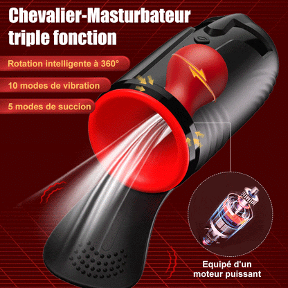 Chevalier-10 Vibration 5 Succion orale 3 Torsion Entraînement + Masturbation du gland