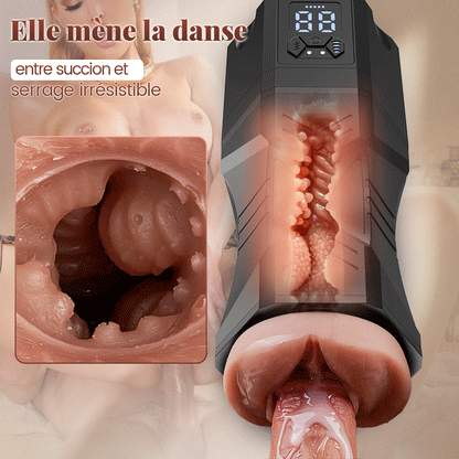 Captain Titan – Masturbateur avec 5 niveaux d'aspiration, 9 modes de vibration et sensation réaliste de chevauchement & pression pour un plaisir intense