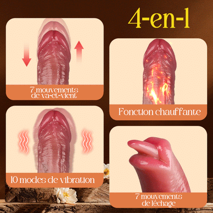 LickMax - Gode réaliste à bascule et à poussée chauffante de 26,5 cm de plus mis à niveau