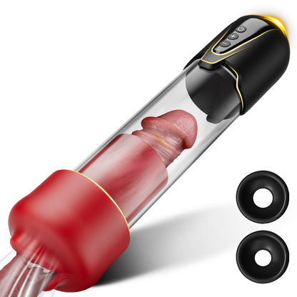 Red Fury Armour – Pompe à pénis à aspiration 9 niveaux avec orifice rouge et tunnel texturé