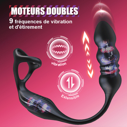 Mike 9 Masseur Prostatique Wearable à Vibrations et Pulsations avec Anneau Pénienn