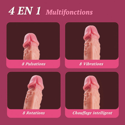 Amoureux Extensible Gode 8 Télescopique + Vibration Chauffant et Rotatif