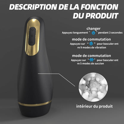 9 vibrant à 5 succion Masturbateur masculin