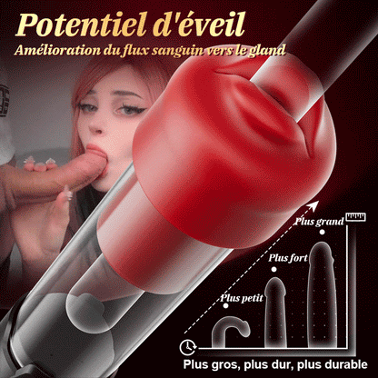 Red Fury Armour – Pompe à pénis à aspiration 9 niveaux avec orifice rouge et tunnel texturé