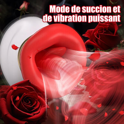 Vibromasseur Clitoridien Bouche et Langue 4 en 1 Lécher, Mordre, Aspirer et Vibrer