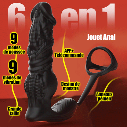 Masseur de prostate 6 en 1 à poussée rapide avec télécommande et application