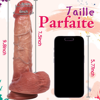 Gode réaliste en silicone de 9,8 pouces, jeu mains libres, stimulateur anal réaliste du point G