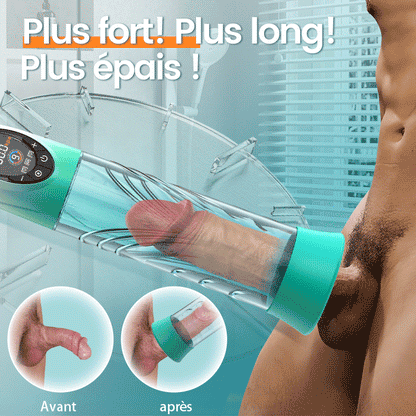 Green Pioneer - Pompe à pénis à eau avec écran LCD, 4 niveaux de pression et 9 modes d'aspiration