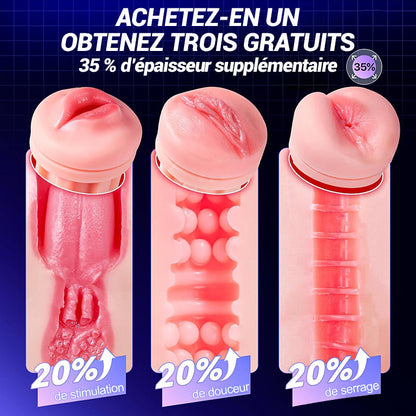 【Vente flash : -30 %】Daphne - Pompe à Penis avec 3 Manches Interchangeables, Chatte de Poche, 9 Modes de Succion & 9 Modes de Vibration, Masturbateur Masculin