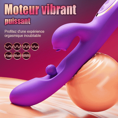 Stimulateur de clitoris léchant la langue Vibromasseur point G avec rotation à 360° et boule de frottement
