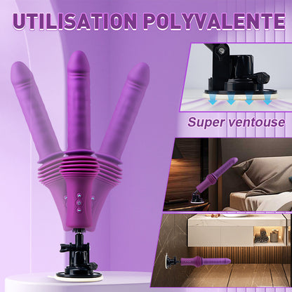 Dildo amélioré extra-long de 4,33 pouces avec base réglable à 145°, fonction chauffante et vibrante