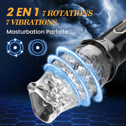 TORNADE 2 EN 1  Masturbateur Cup 5 Rotations +10 Vibrations Acmejoy