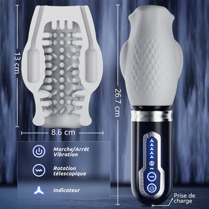 Tornado 3.0 - Masturbateur à double moteur sexe oral 7 vibrations 5 rétractions 5 rotations