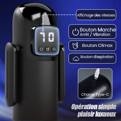 Phantom - 7 Aspirations 7 Vibrations Poignées Doubles Texture de Canal à Grands Granules Masturbateur Masculin