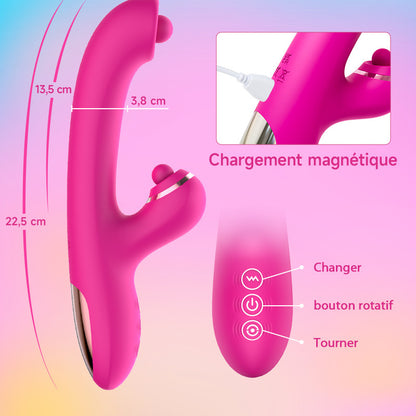 Clitoris Dual Bullet 7 tapotements vibrants et 10 stimulations rotatifs
