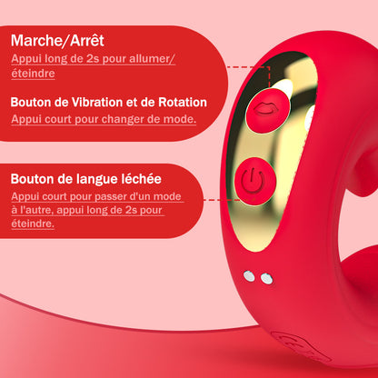 Amour de Rose – Vibromasseur Féminin avec 7 Fréquences de Vibration, Oscillation et Léchage de Langu