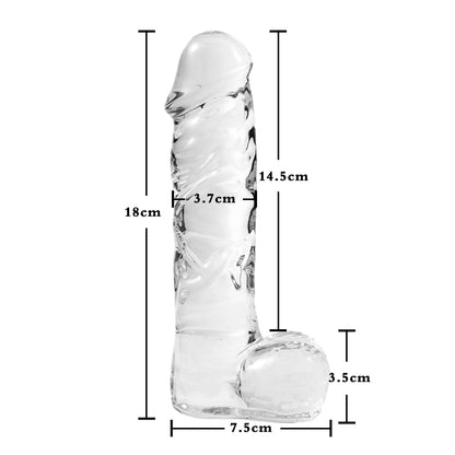 Simulation de phallus en verre transparent couleur transparente