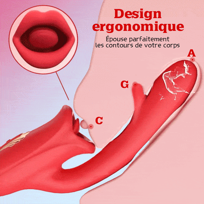 Bisou - Vibrateur G-Point-Slap avec fonction de léchage de la langue & langue vibrante