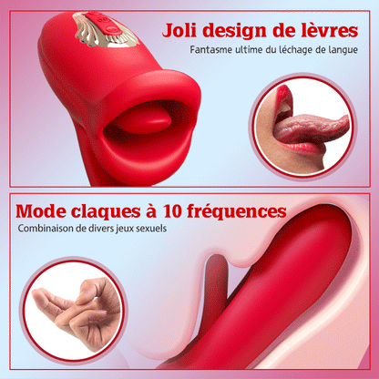 Bisou - Vibrateur G-Point-Slap avec fonction de léchage de la langue & langue vibrante