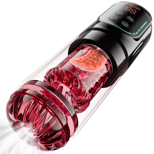 Scarlet - Manchon Épais Réaliste avec Léchage de Langue à 360° et 7 Modes de Succion Stimulateur Oral