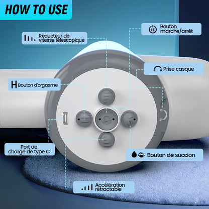 Marée-Autolubrifiant à 8 étirements et 8 succions Masturbateur masculin