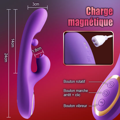 Stimulateur de clitoris léchant la langue Vibromasseur point G avec rotation à 360° et boule de frottement