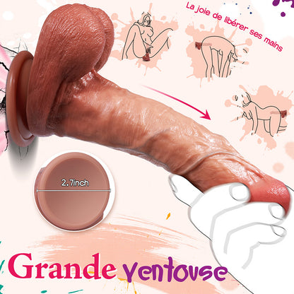 Gode réaliste en silicone de 9,8 pouces, jeu mains libres, stimulateur anal réaliste du point G